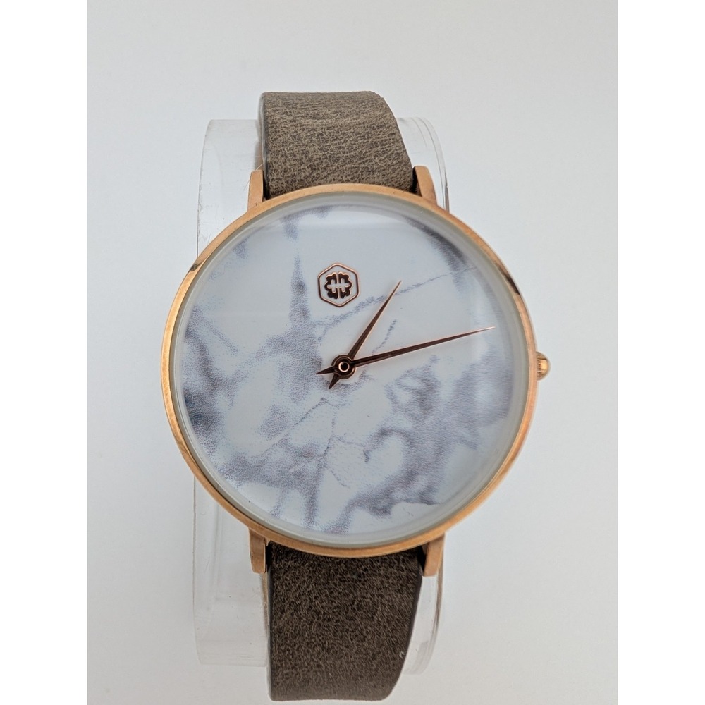 Brain Farm‎ Watch Women 31mm Rose Gold Case Marble Dial Gray Band- New Battery